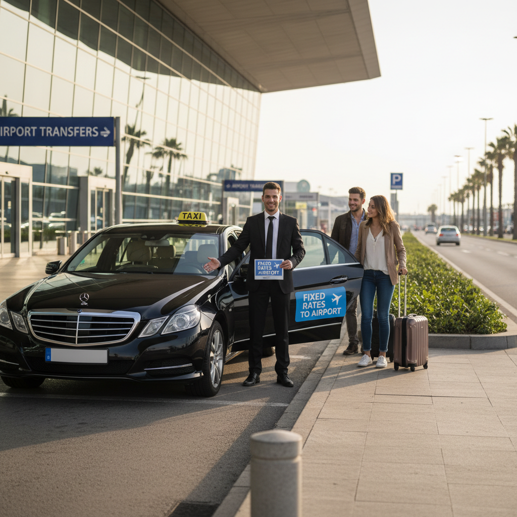 Realistische foto passend bij Welke taxi heeft vaste prijzen naar de luchthaven? voor website SEO-te